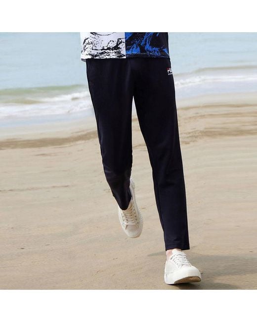 Fila Blue Thin And Light Breathable Straight Knit Sports Pants for men