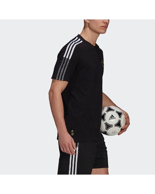Adidas Black Mufc Cny Tee New Year's Edition Manchester United Soccer/Football Sports Short Sleeve for men