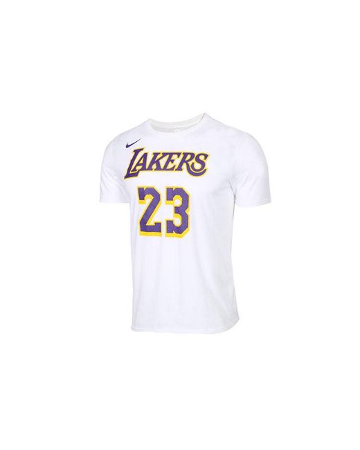 Nike White Casual Sports Short Sleeve Lakers Lebron James 23 for men