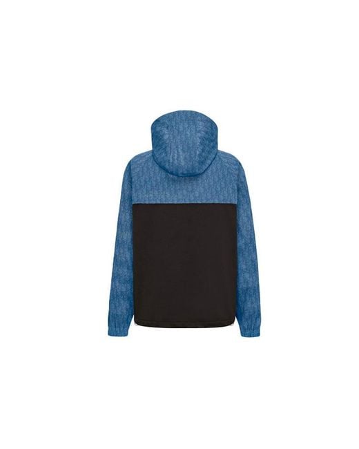 Dior Blue Fw21 Printing Hooded Jacket Coat for men