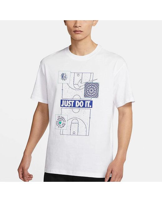 Nike White Just Do It Basketball Sports Printing Short Sleeve for men