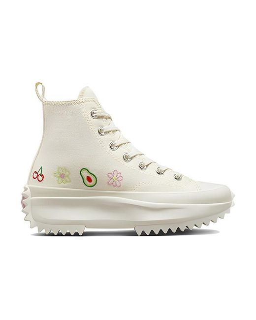 Converse White Run Star Hike Platform High 'Embroidered Fruits & Florals'