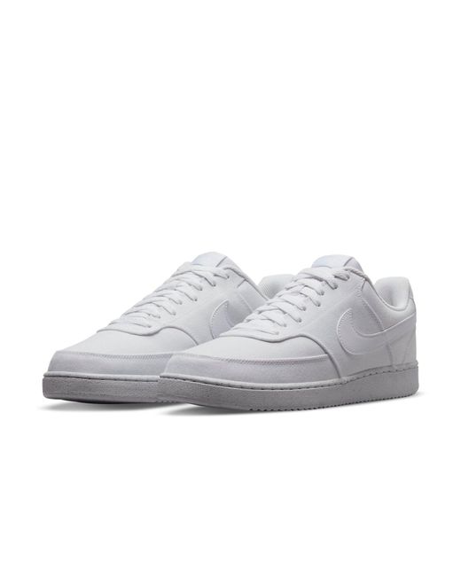 Nike White Court Vision Low Canvas Next Nature 'Triple' for men