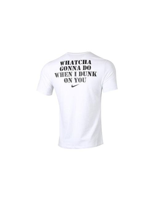 Nike White Dri-Fit Dunk On U Basketball Printing Short Sleeve for men