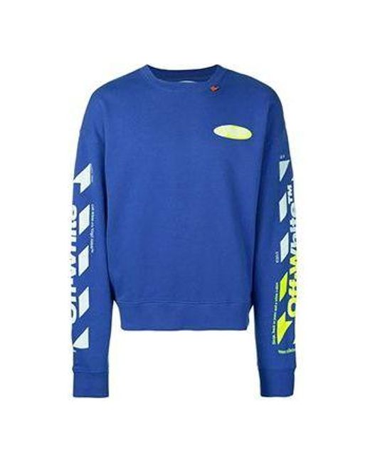 Off-White c/o Virgil Abloh Blue Ss19 Diagonals Crew Neck Sweater for men