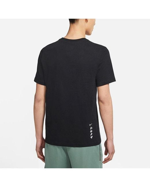 Nike Black M Nk Graphic Ss Tee Large Alphabet Printing Sports Short Sleeve for men