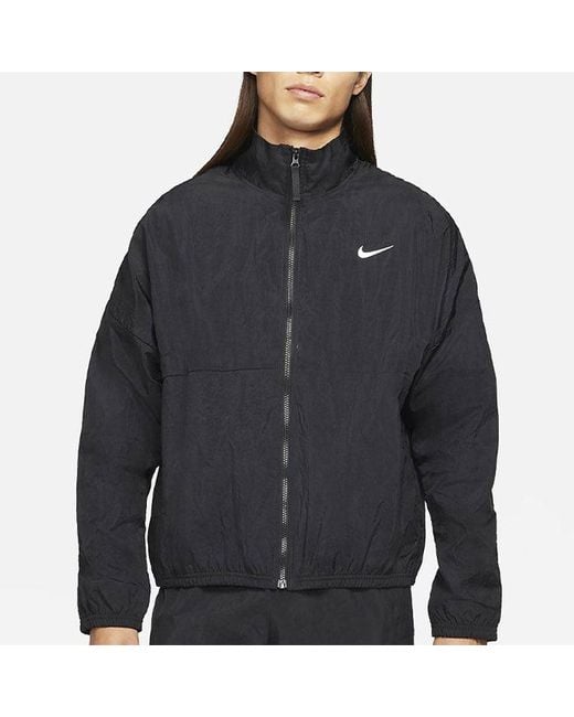 Nike Blue Stand Collar Logo Print Jacket for men