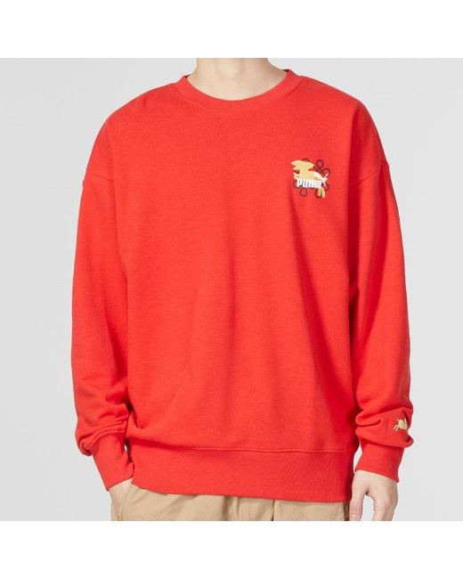 PUMA Red Essentials Cny Graphic Logo Sweatshirt for men