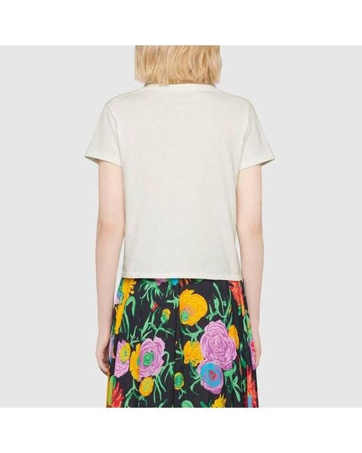 Gucci White (Wmns) X Disney Donald Duck Printed Short-Sleeved For