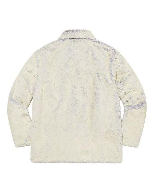 Supreme White 2-tone Faux Fur Shop Coat for men