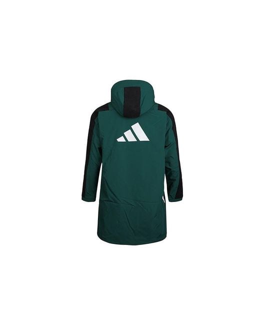 Adidas Green Casual Sports Windproof Fleece Lined Stay Warm Hooded Windbreaker Jacket for men