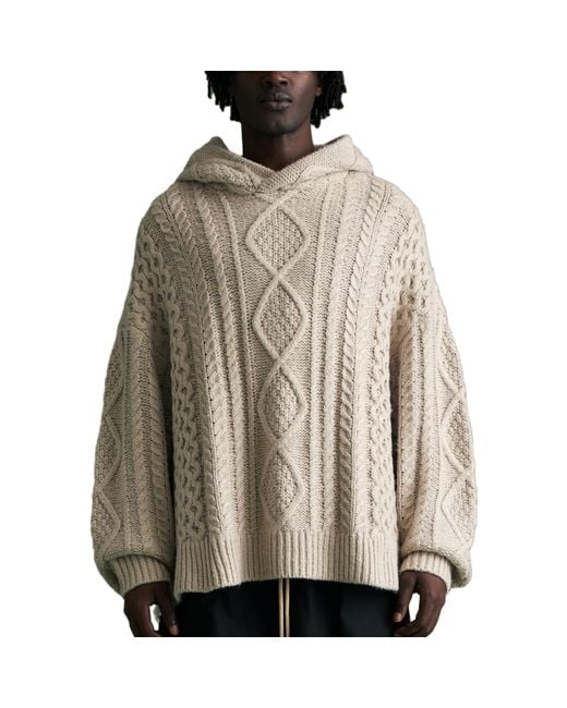 Fear Of God Gray Fw23 Cable Knit Hoodie Cloud' for men