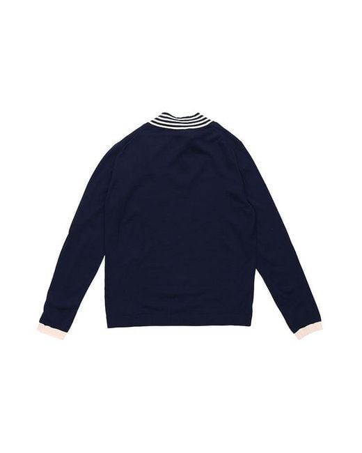 Gucci Blue Bee Pattern V-Neck Wool Sweater for men