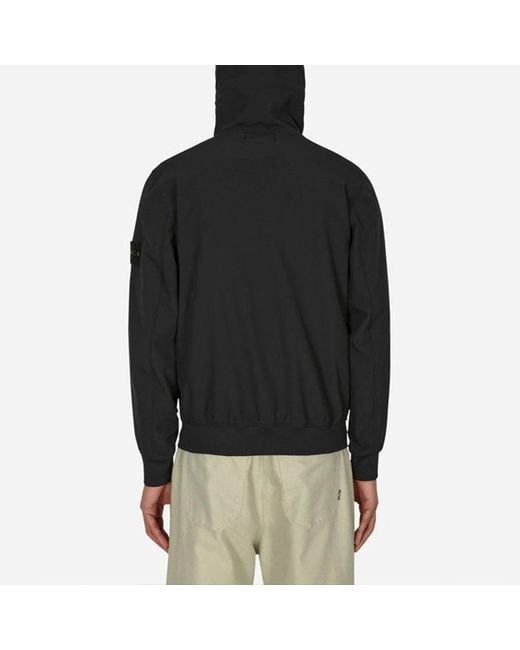 Stone Island Black Soft Shell Hooded Jacket for men