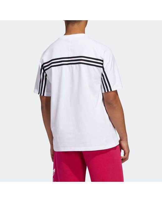 Adidas Black Originals 3-Stripe Tee Stripe Logo Embroidered Short Sleeve for men