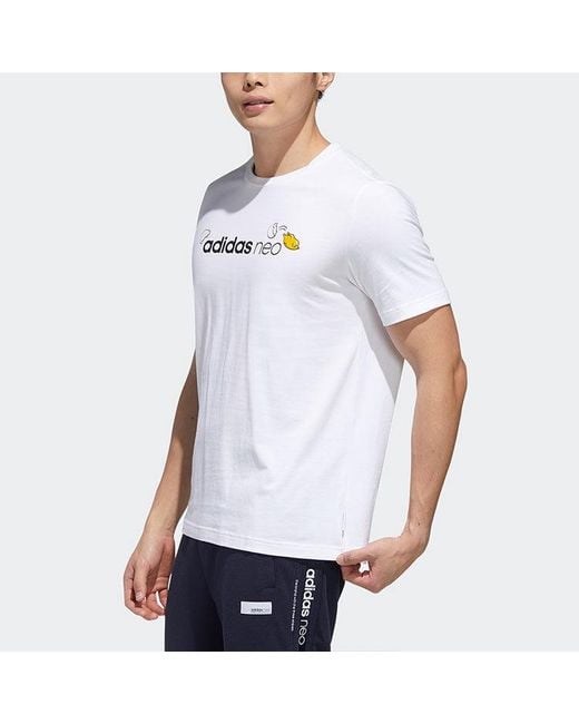 Adidas White Neo X Crossover Logo Printing Round Neck Short Sleeve for men