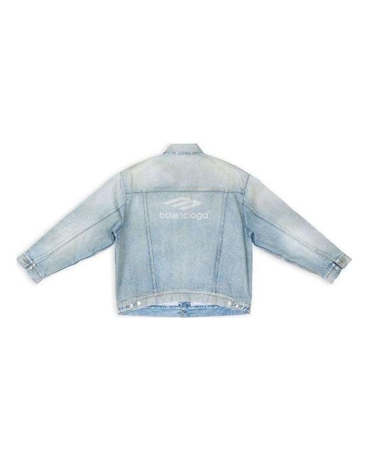 Balenciaga Blue 3B Sports Vintage Denim Jacket Large Fit 'Light' for men