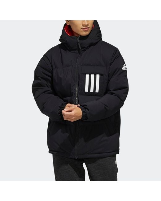 Adidas Blue Rev 3St Down Ho Stay Warm Reversible Outdoor Hooded Down Jacket for men