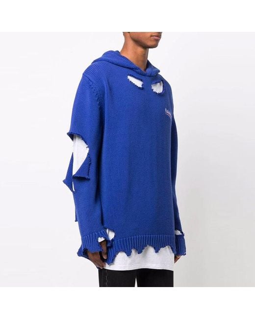 Balenciaga Blue Political Campaign Destroyed Hoodie