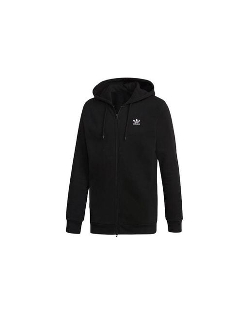 Adidas Black Originals Trf Flc Hoodie Zipper Fleece Lined Stay Warm Hooded Jacket for men