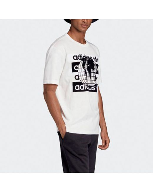 Adidas White Originals Msg Ss Tee Earth Logo Short Sleeve for men