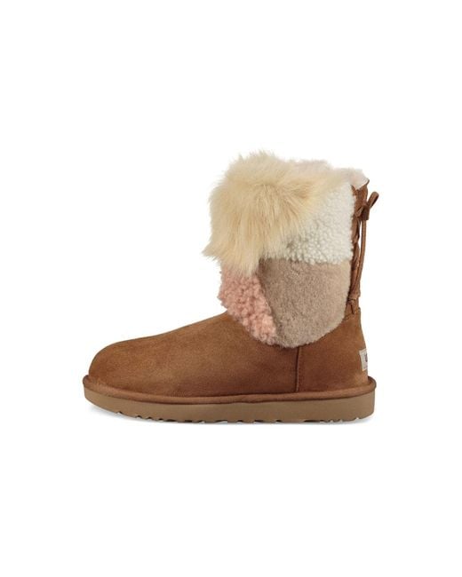 Ugg Brown Classic Short Patchwork Fluff