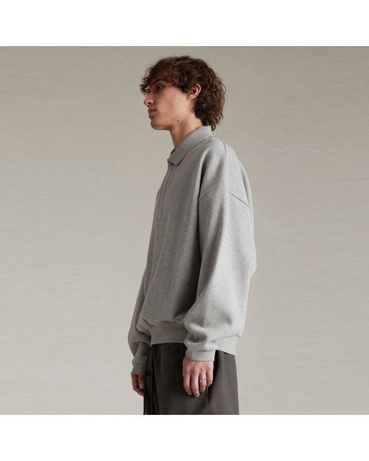 Fear Of God Gray Longsleeve Polo for men