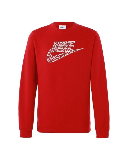 Nike Red Logo Casual Sports Round Neck Pullover for men