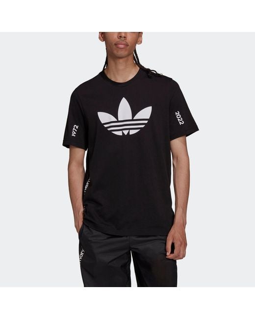 Adidas Black Originals Trefoil C Tee1 Large Logo Round Neck Casual Short Sleeve T-Shirt for men