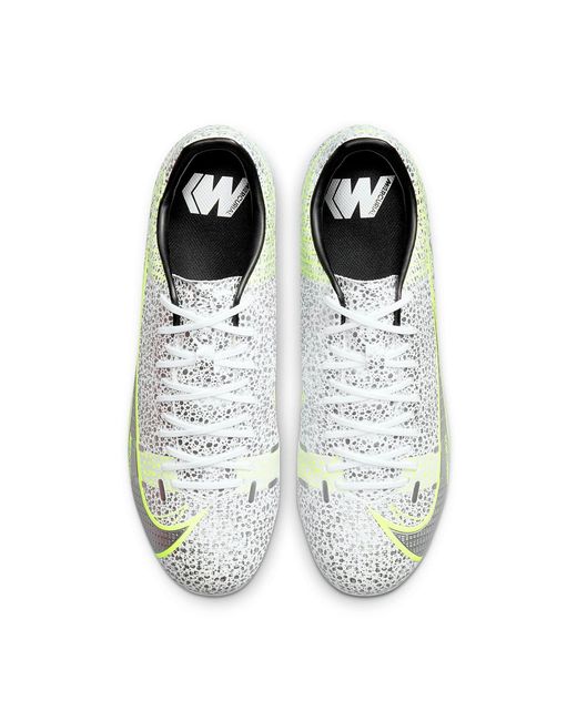 Nike White Mercurial Vapor 14 Academy Fg Mg 'Metallic Volt' for men
