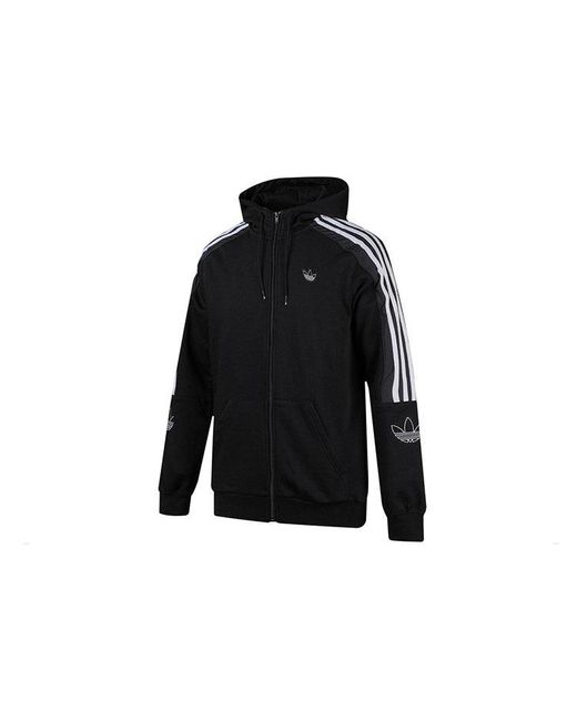 Adidas Black Originals Outline Fzh Flc Hooded Sports Zipper Jacket for men
