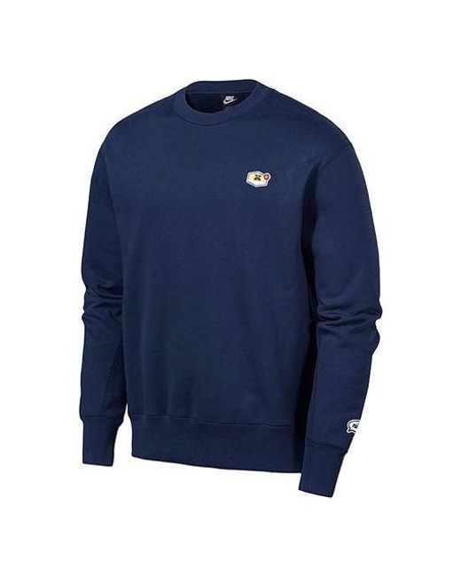 Nike Blue Sportswear Logo Casual Sports Round Neck Pullover for men