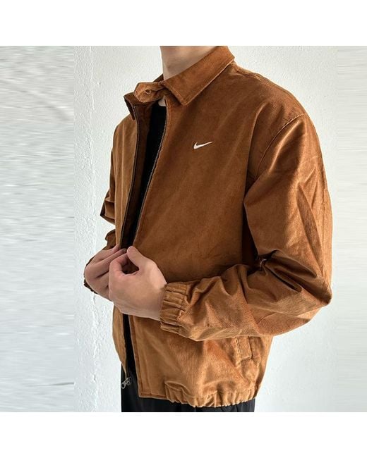 Nike Brown Life Harrington Cord Jacket for men