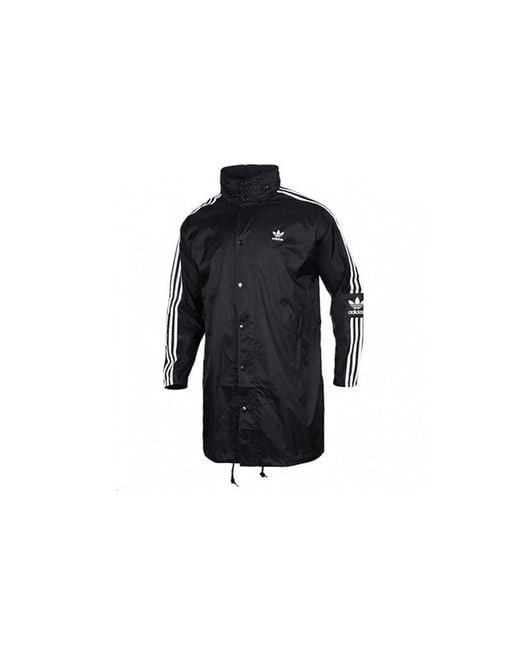 Adidas Blue Originals Back Logo Printed Hooded Casual Windbreaker for men