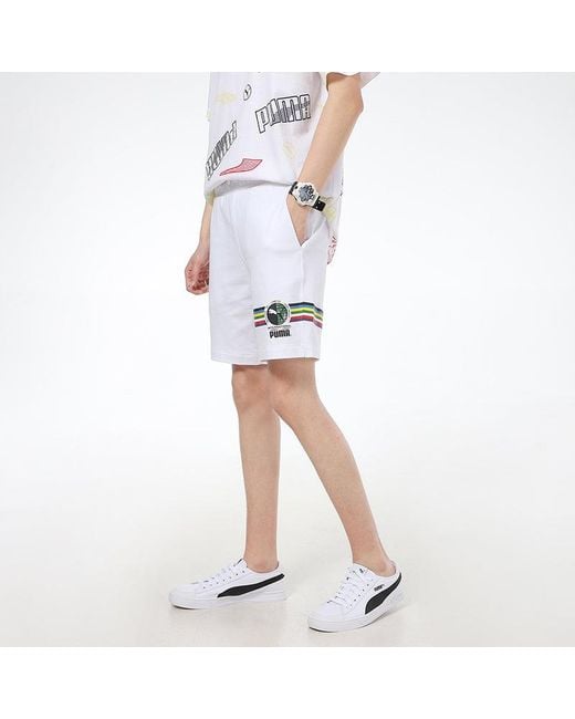 PUMA White Intl Graphic Shorts for men