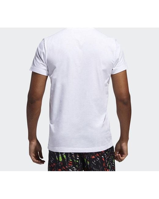 Adidas White Harden Logo Tee Basketball Sports Short-Sleeve Tee for men