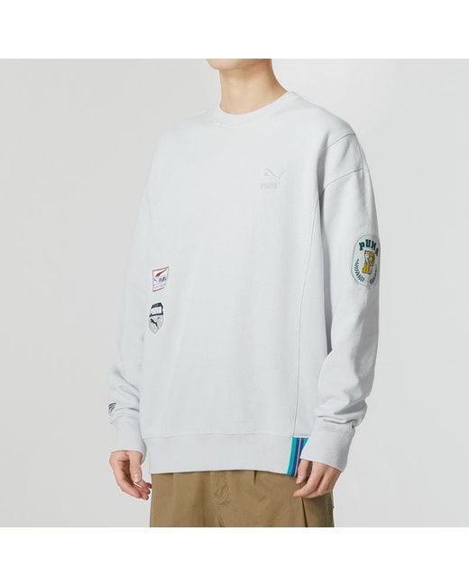 PUMA White Team Badge Crew Sweater for men