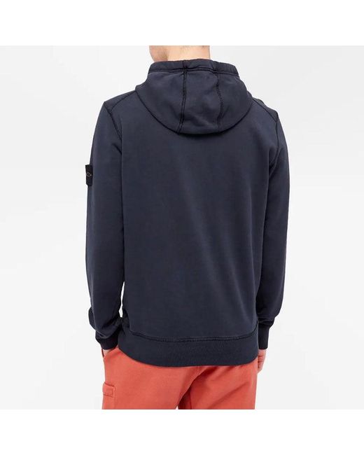 Stone Island Blue Garment Dyed Hoodie for men