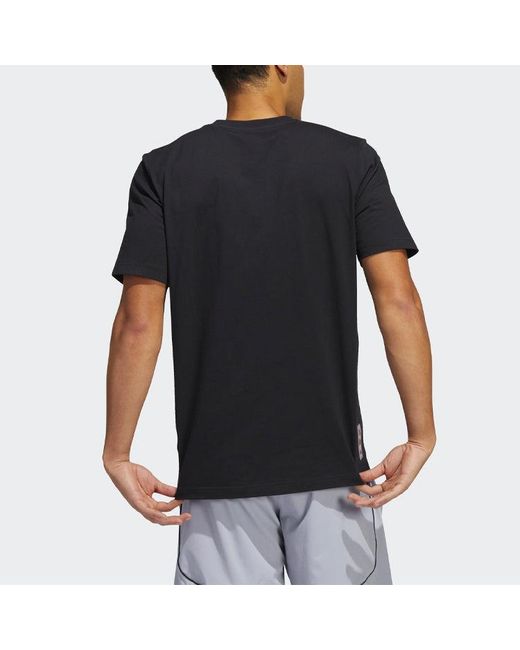 Adidas Black Cny Contrasting Colors Large Logo Pattern Loose Short Sleeve T-Shirt for men
