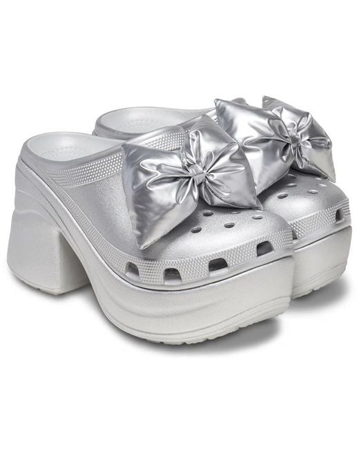CROCSTM Gray (Wmns) Siren Metallic Bow Clogs