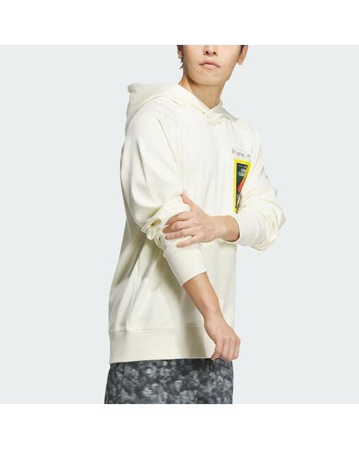 Adidas White X National Geographic Dwr Graphic Hoodie Asia Sizing for men