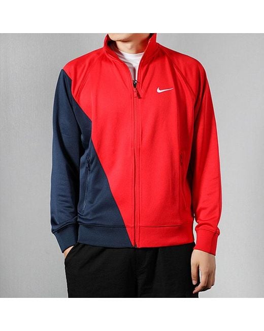 Nike Red Casual Sports Knit Cardigan Stand Collar Jacket Large for men