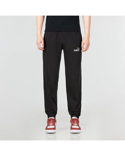 PUMA Black Logo Straight Fit Trackpants for men