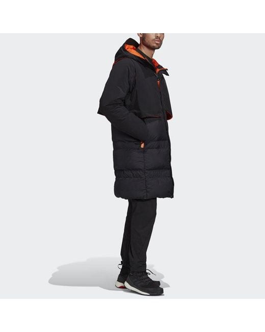Adidas Blue Myshelter Cr Stay Warm Detachable Reversible Vest Sports Reflective Mid-Length Hooded Down Jacket for men