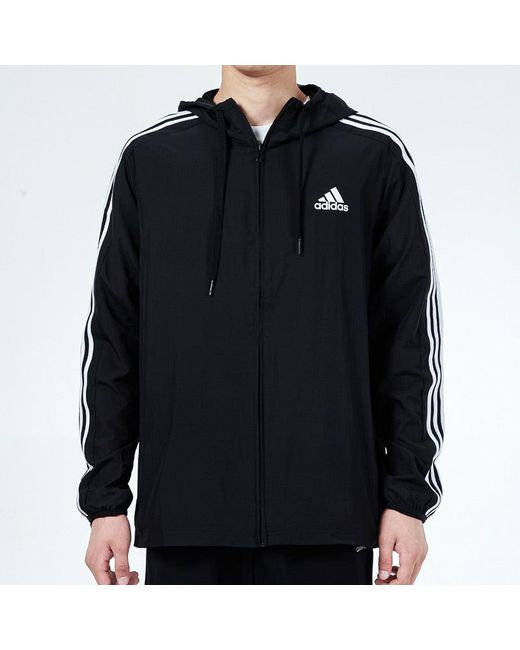 Adidas Blue 3S Wb Training Sports Hooded Logo Jacket Autumn for men