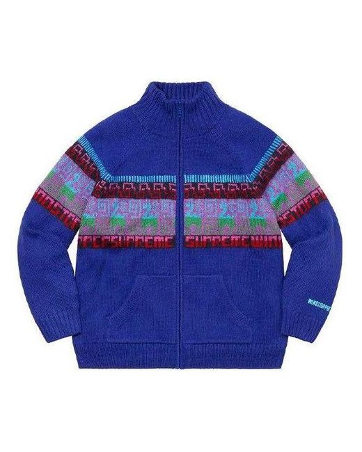 Supreme Blue Chullo Windstopper Zip Up Sweater for men