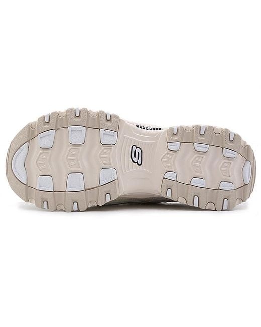 Skechers White (Wmns) D'Lites Low-Top Running Shoes