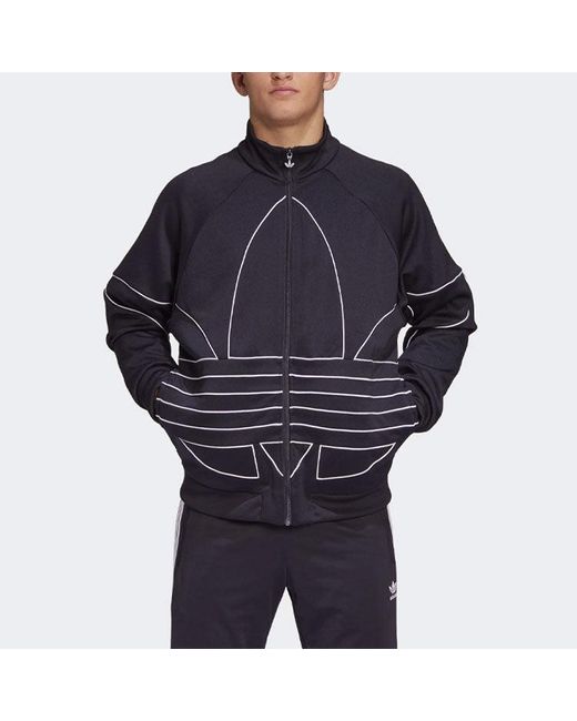 Adidas Blue Originals Large Stand Collar Casual Sports Jacket for men
