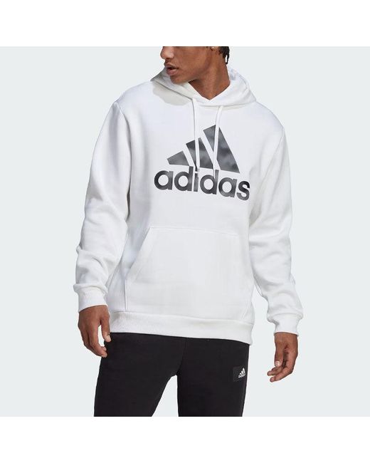 Adidas White Camo Print French Terry Hoodie for men