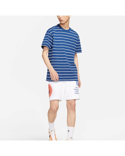 Nike Blue Sportswear Sports Stripe Round Neck Short Sleeve for men